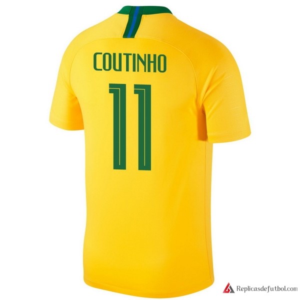Camiseta Seleccion Brasil Primera equipación Coutinho 2018 Amarillo